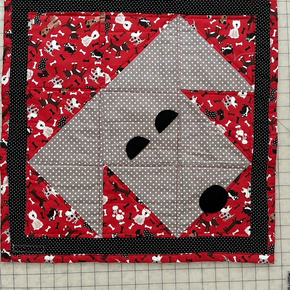 Red and Gray Patchwork Mini Quilt